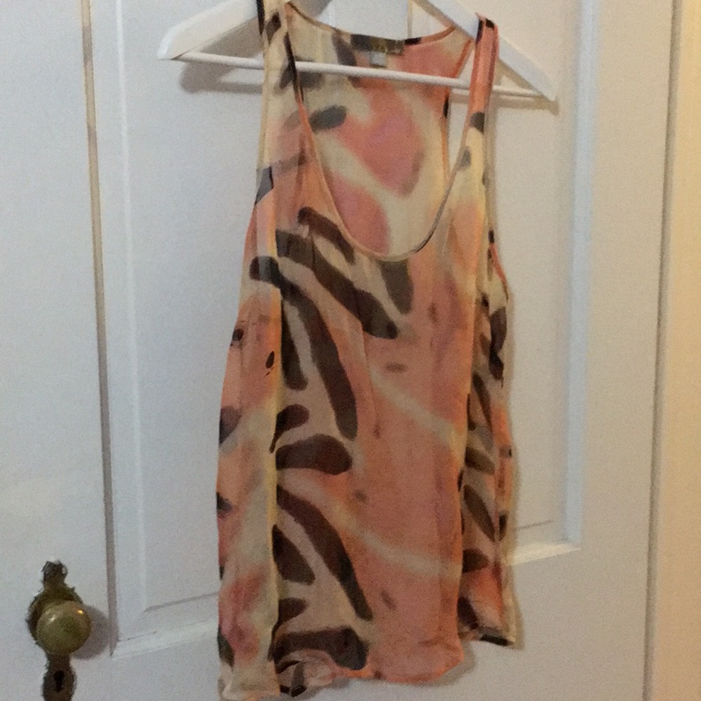 Multi color print silk tank top